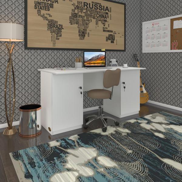 Kenzlife ofis masası masi oka byz 75*170*60 kilitli kapaklı dolap çiftli bilgisayar çalışma masası - Image 1