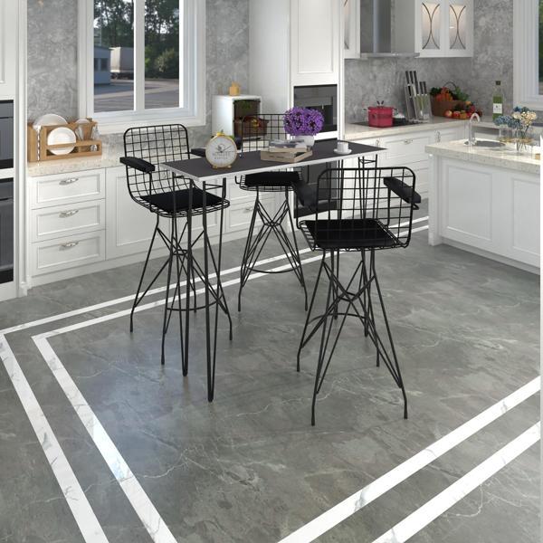 Knsz masa sandalye takımı hem105zengin grisyh 140*040 3 sandalye syhsyh kolçaklı - Image 1