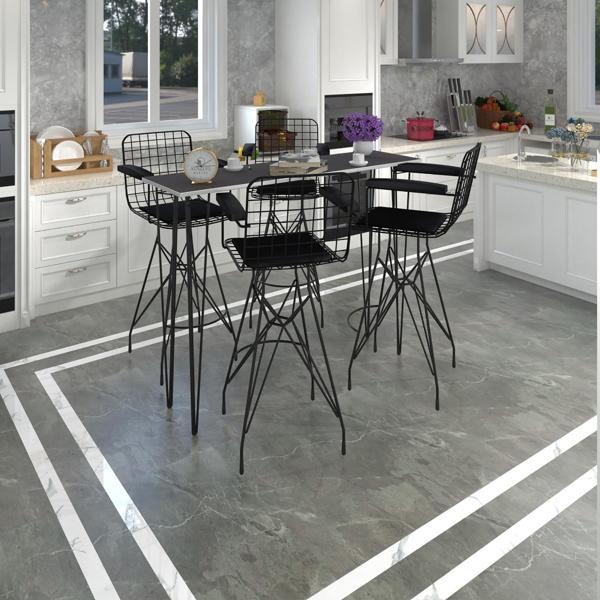 Knsz masa sandalye takımı hem105zengin grisyh 140*040 4 sandalye syhsyh kolçaklı - Image 1