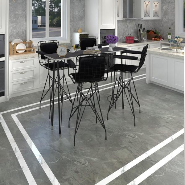 Knsz masa sandalye takımı hem105zengin grisyh 140*040 4 sandalye syhsyh kolçaklı sırt minderli - Image 1
