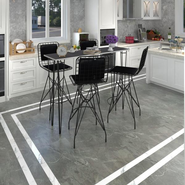 Knsz masa sandalye takımı hem105zengin grisyh 140*040 4 sandalye syhsyh sırt minderli - Image 1