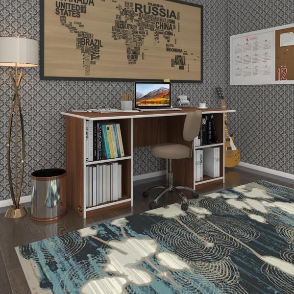 Kenzlife ofis masası masi oka cvz 75*170*80 raflı dolap çiftli bilgisayar çalışma masası - Image 1