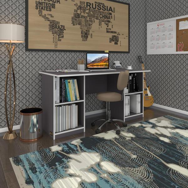Kenzlife ofis masası masi oka gri 75*170*80 raflı dolap çiftli bilgisayar çalışma masası - Image 1