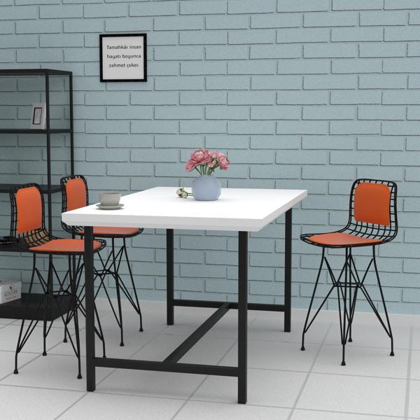 Knsz ufak boy tel bar sandalyesi 1 li uslu syhtrn sırt minderli 55 cm oturma yüksekliği mutfak bahçe cafe ofis - Image 1