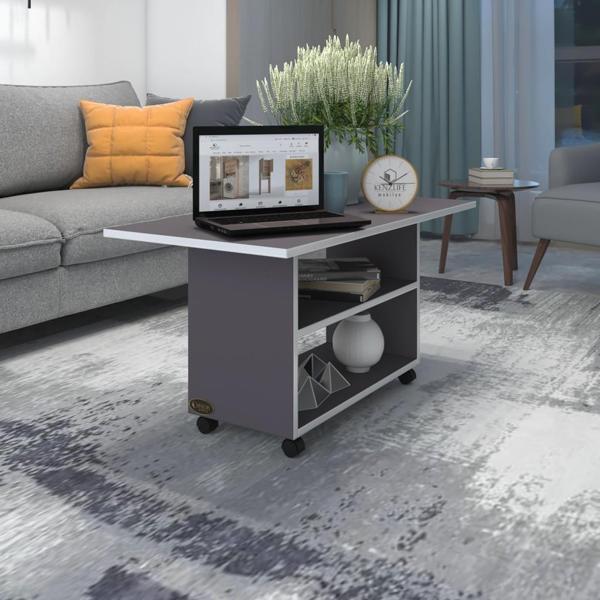 Kenzlife orta salon sehpası prag gri 045*090*50 tekerlekli yemek masası - Image 1