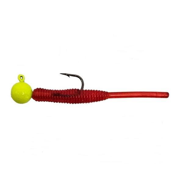 Kendo Hook Worm CY091 Jighead+Lrf Silikonu 1.5gr+4.5cm Head Yellow/Red - Image 1