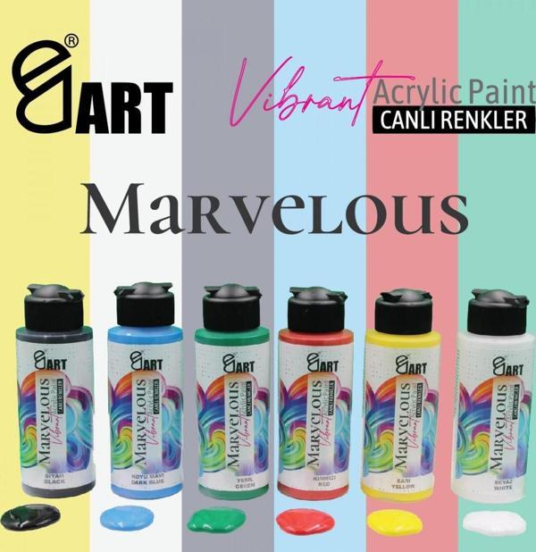 E&D Art Marvelous 6x110ml Akrilik Boya Canlı Renkler Set / ed.55268 - Image 1