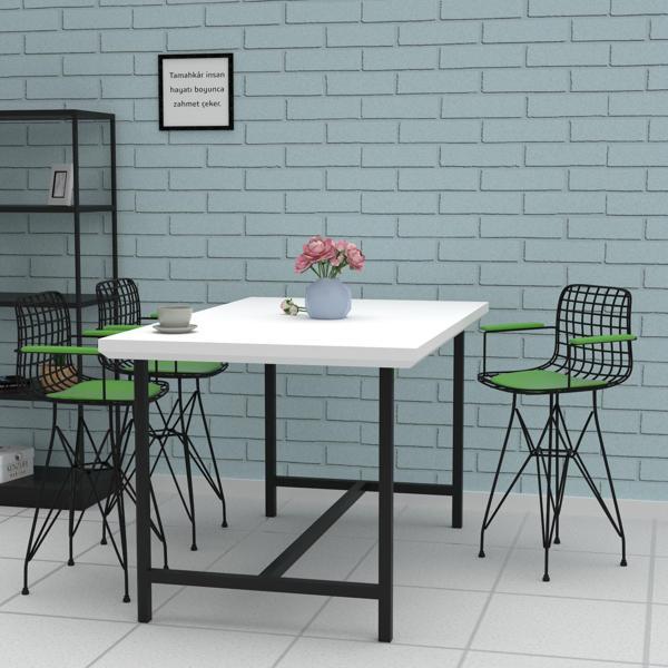 Knsz ufak boy tel bar sandalyesi 1 li uslu syhyşl kolçaklı 55 cm oturma yüksekliği mutfak bahçe cafe ofis - Image 1