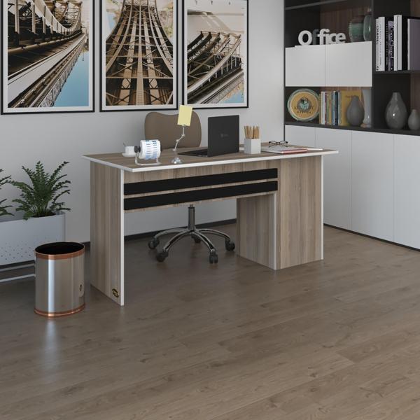 Kenzlife ofis masası kamikaze crd sol 75*140*80 raflı dolap şeritli bilgisayar çalışma masası - Image 1