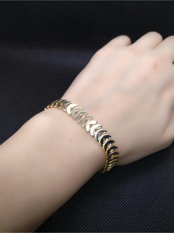 Balık Kılçığı Yassı Gold Kaplama Künye Bileklik Kılçık - 454 - Image 1
