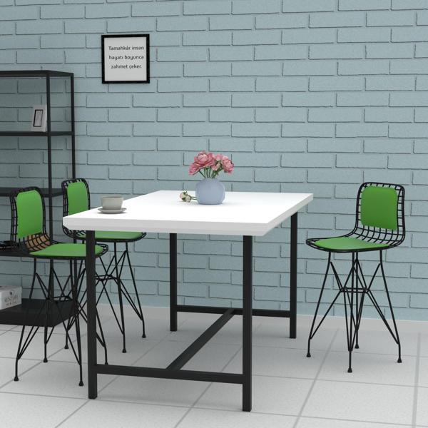Knsz ufak boy tel bar sandalyesi 1 li uslu syhyşl sırt minderli 55 cm oturma yüksekliği mutfak bahçe cafe ofis - Image 1