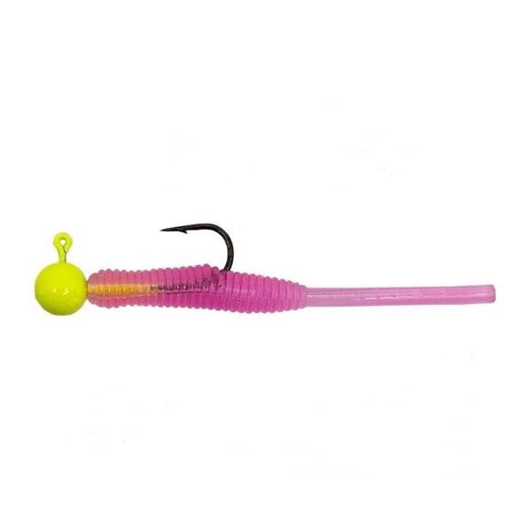 Kendo Hook Worm CY090 Jighead+Lrf Silikonu 1gr+4.5cm Head Yellow/Luminous Pink - Image 1