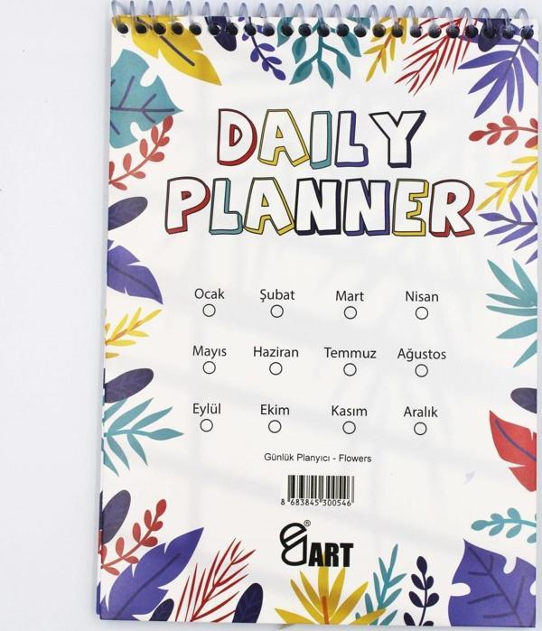 E&D Art Üstten Spiralli Daily Planner A5 Günlük Planlayıcı - Flowers / ed.56457 - Image 1