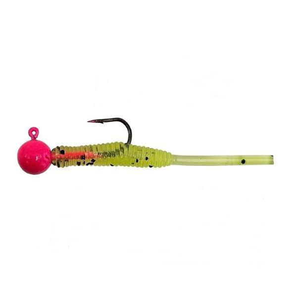 Kendo Hook Worm CY091 Jighead+Lrf Silikonu 1.5gr+4.5cm Head Pink/Fluorescent Yellow - Image 1