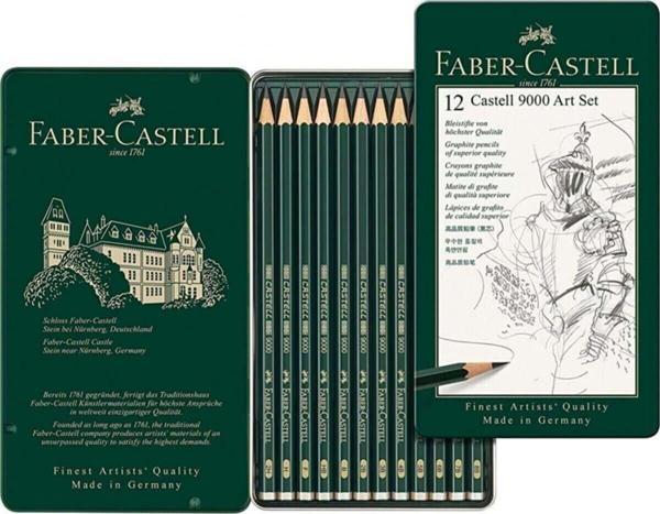 Faber-Castell 9000 Art 12'li Dereceli Kalem Seti (8B-2H) - Image 1