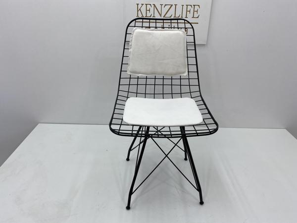 Knsz kafes tel sandalyesi 1 li mazlum syhbeyaz kumaş sırtminderli ofis cafe bahçe mutfak - Image 1