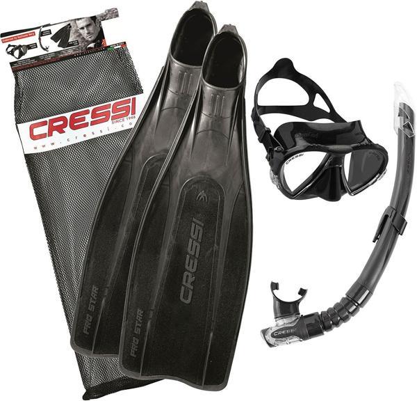 Cressi Pro Star Palet Maske Şnorkel Seti BLACK-NO:39-40 - Image 1