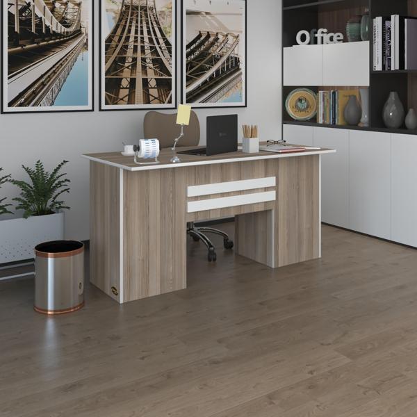 Kenzlife ofis masası pat morita crd 75*150*80 kilitli kapaklı dolap çiftli şeritli bilgisayar çalışma masası - Image 1