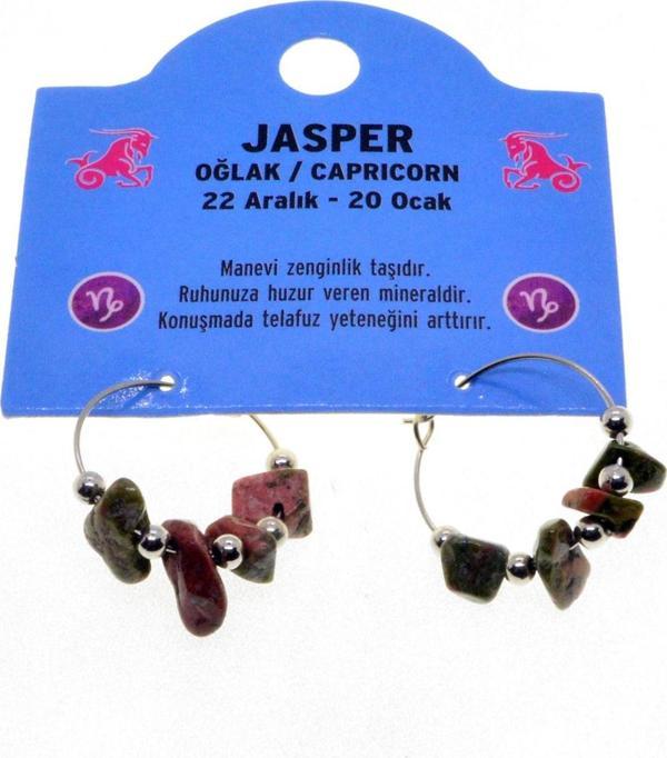 Doğaltaş Oğlak Burçu Jasper Taşı Burç Küpe - 2338 - Image 1