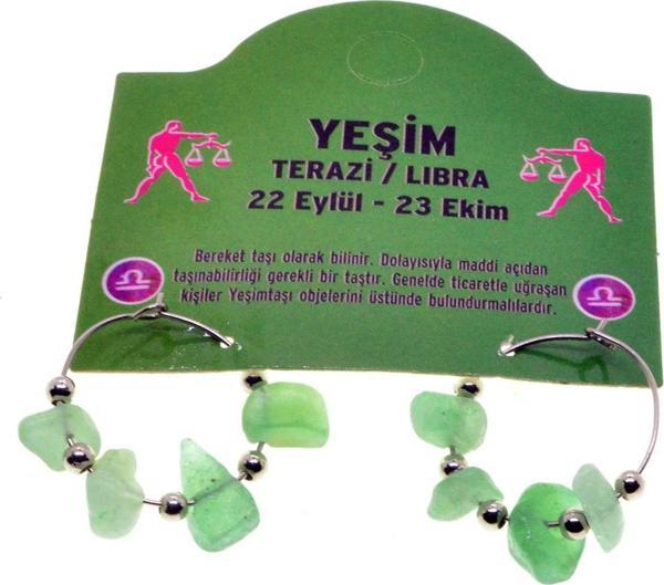 Doğaltaş Terazi Burçu Yeşim Taşı Burç Küpe - 2339 - Image 1