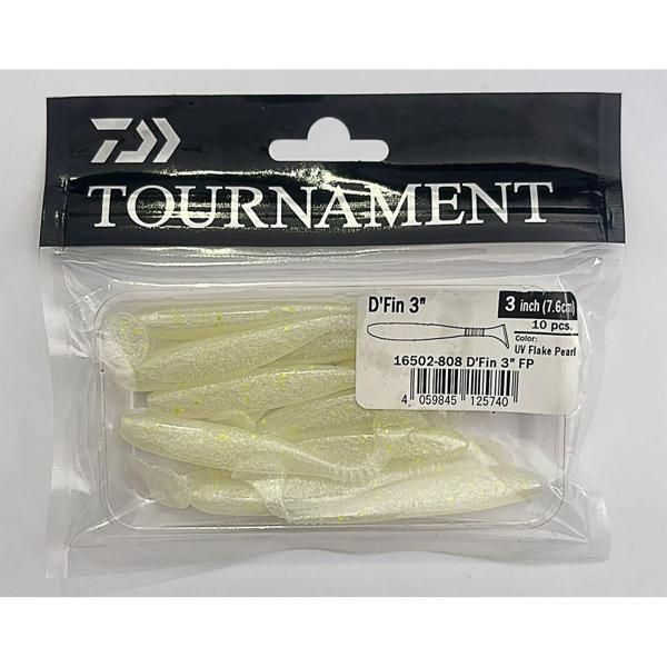 Daiwa Tournament D'Fin 3" 7.6cm 10 Adet Silikon Yem  UV Flake Pearl - Image 1