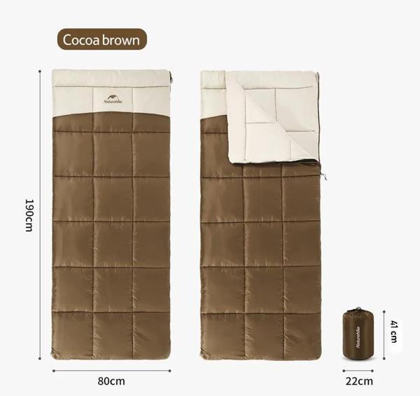 Naturehike LT250 Zarf Tarzı Pamuklu Uyku Tulumu -11°C BROWN-Right - Image 1