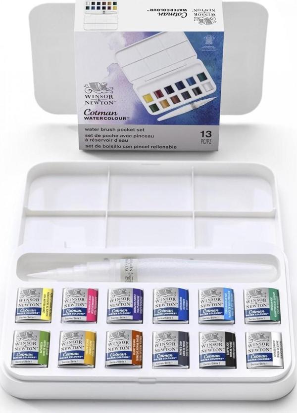 Winsor Newton Cotman 12'li Pocket Brush Sulu Boya Seti - Image 1
