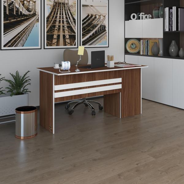 Kenzlife ofis masası kamikaze cvz sol 75*160*60 raflı dolap şeritli bilgisayar çalışma masası - Image 1