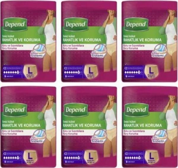 Depend Emici Külot Kadın Large ( Büyük Boy ) 9 Adet X 6 Paket - Image 1