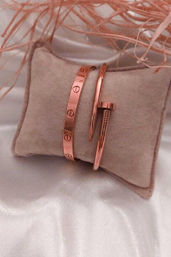 Rose Renk Çivi Ve Cartier Bileklik Set 842 - Image 1