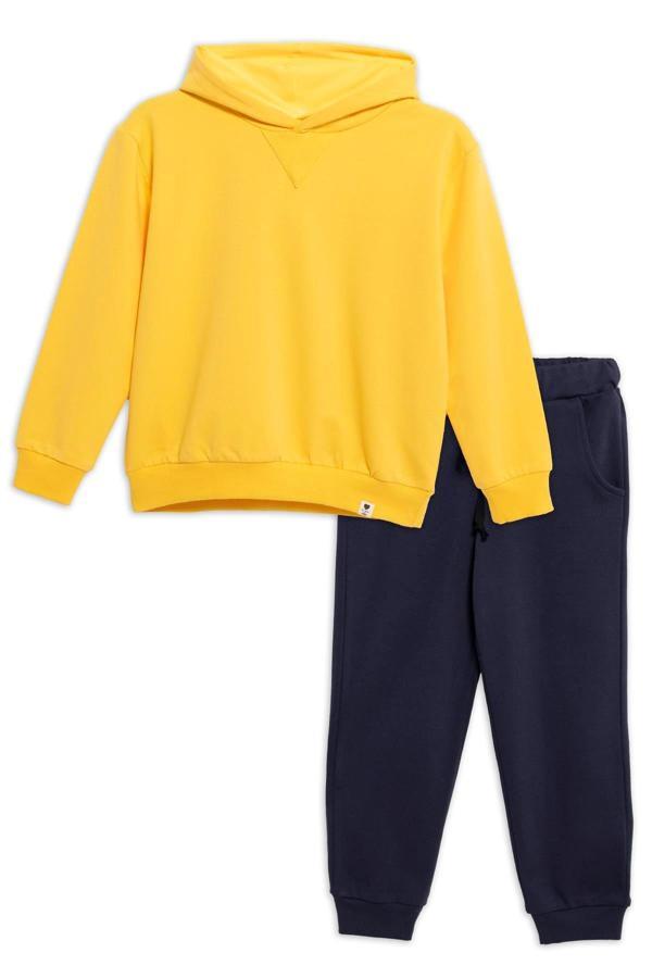 2'li Kapişonlu Sarı Sweatshirt Jogger Takım - Image 1