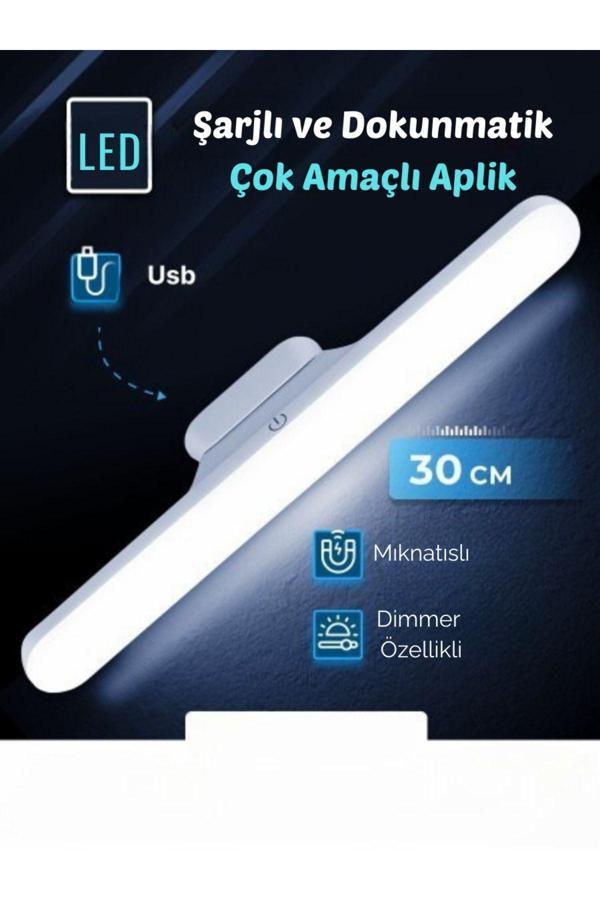 Hightek Dokunmatik Led Usb Şarjlı Aplik Kablosuz Mıknatıslı Lamba 3 Farklı Işık Rengi - Image 1