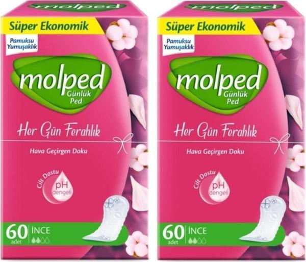 Molped Günlük Ped Her Gün Ferahlık Ince 60 Adet X 2 Paket Toplam 120 Adet - Image 1