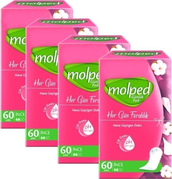 Molped Her Gün Ferahlık Günlük Ped Parfümsüz 60 Adet X 4 Paket 240 Adet - Image 1