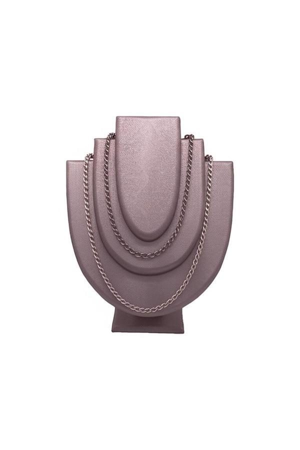 Megass Dekor Ahşap Model Imera Deri Kumaş Pembe Renk Boy 25 Cm Kolye Takı Sergileme Mankeni - Image 1