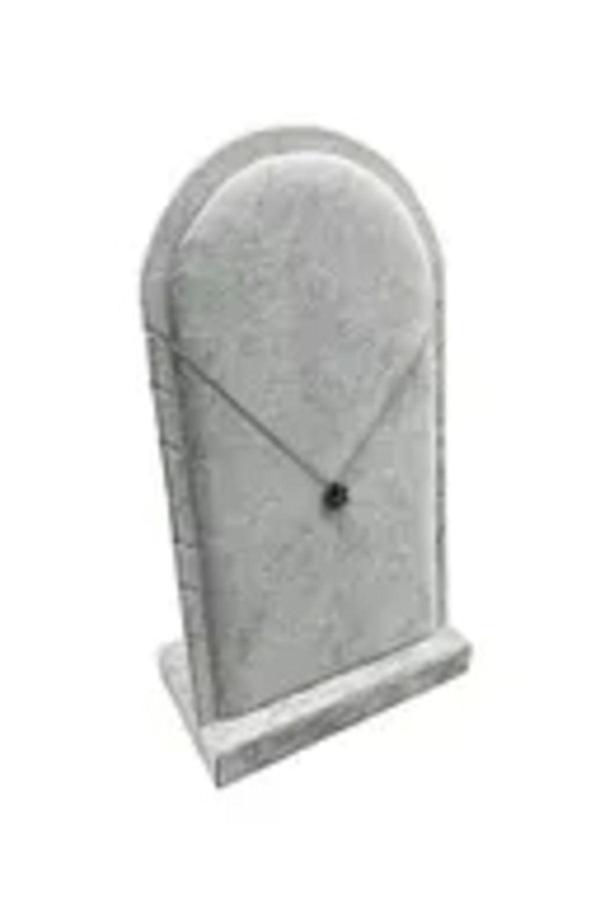 Megass Dekor Batum Model Süet Kumaş Gri Renk 26/15 Cm Ayaklı Kolye Sergileme Standı - Image 1