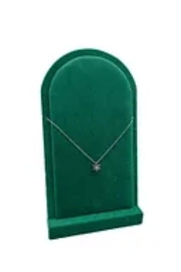 Megass Dekor Batum Model Süet Kumaş Yeşil Renk 26/15 Cm Ayaklı Kolye Sergileme Standı - Image 1