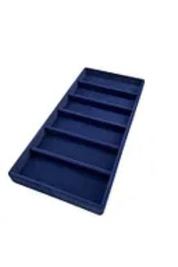 Megass Dekor Lefkoşa Model Süet Kumaş Lacivert Renk 38 Cm / 19 Cm Gözlük Sergileme Çekmece Içi Stand - Image 1