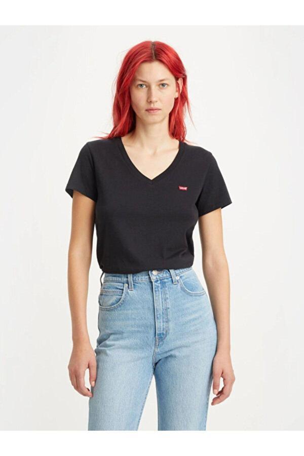 Levi's Kadın Perfect V Yaka Basic Siyah T-Shirt - A3170-0025 - Image 1