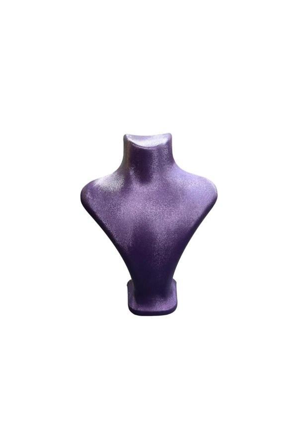 Megass Dekor Londra Model Imera Deri Kumaş Mor Renk 22/18 Cm Kolye Sergileme Mankeni - Image 1