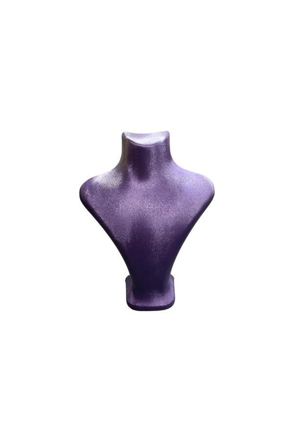 Megass Dekor Londra Model Imera Deri Kumaş Mor Renk 28/23 Cm Kolye Sergileme Mankeni - Image 1