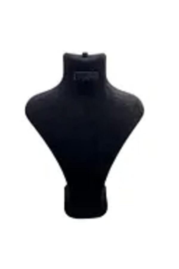 Megass Dekor Londra Model Süet Kumaş Siyah Renk 28/ 22  Cm Takım Kolye-Küpe-Yüzük Sergileme Mankeni - Image 1