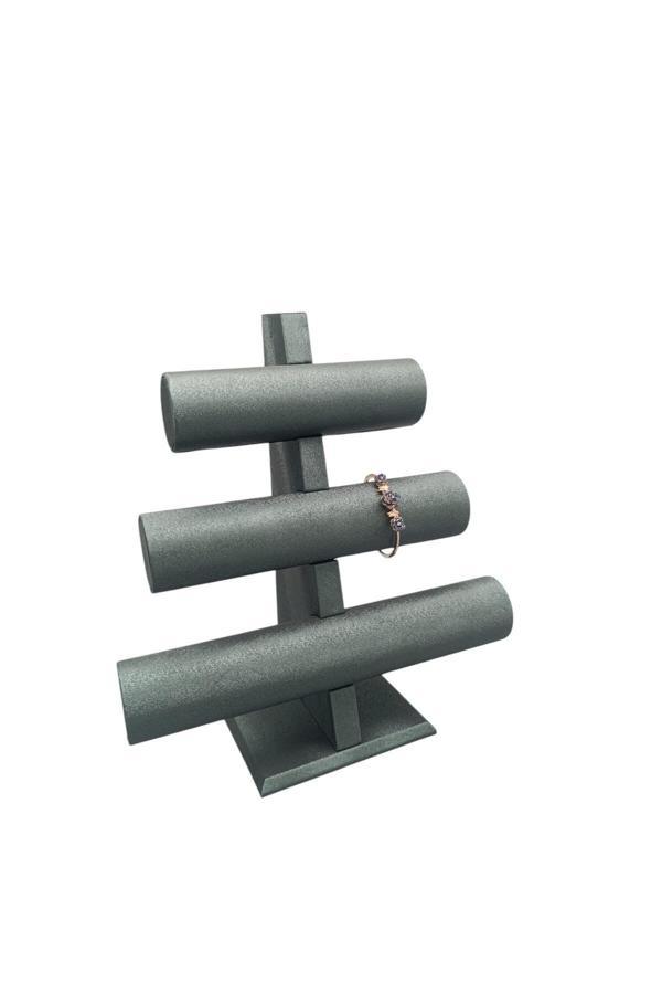 Megass Dekor Lüx Imera Deri Kumaş Yeşil Renk Boy 30 Cm En 28 Cm 3'Lü T Model Bilezik Sergileme - Image 1