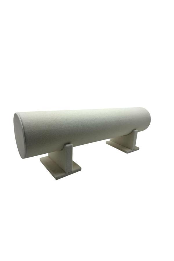 Megass Dekor Büyük Boy Süet Kumaş Krem Renk 50 Cm Ayaklı Taç Standı - Image 1
