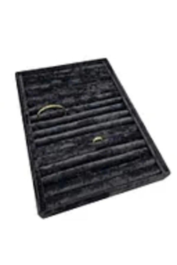 Megass Dekor Büyük Boy Süet Kumaş Siyah Renk 34 Cm / 24 Cm Sosisli Yüzük Sergileme Standı - Image 1