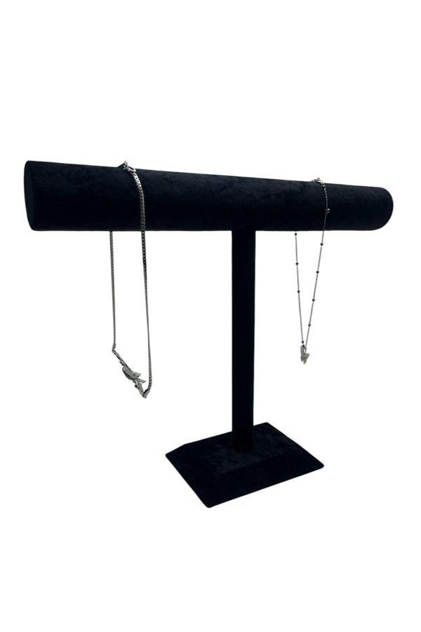 Megass Dekor Süet Kaplama Siyah Renk 30/40 Cm Uzun Kolye - Tesbih Sergileme Standi - Image 1