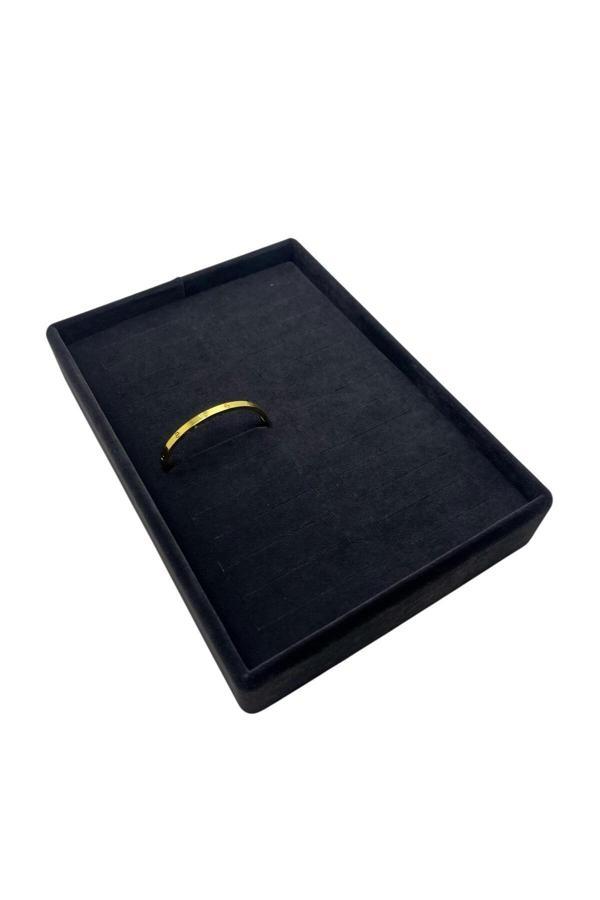 Megass Dekor Süet Kumaş Siyah Renk 22/14 Cm Batırmalı Bileklik Kelepçe Tablası - Image 1