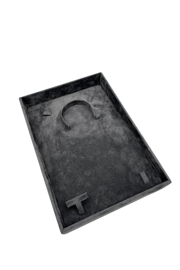 Megass Dekor Süet Kumaş Siyah Renk 26/19 Cm Mini Takı Sergileme Tablası - Image 1
