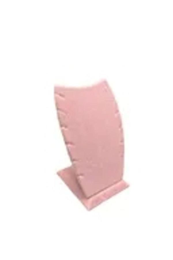 Megass Dekor Model Süet Kumaş Pembe Renk 12/8 Cm Kolye - Zincir Ayaklı Stand - Image 1