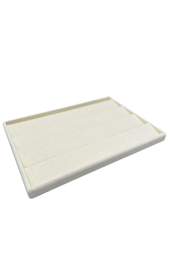 Megass Dekor Cezayir Model Süet Kumaş Krem Renk 34/24 Cm Kademeli Çekmece Içi Küpe Standı - Image 1